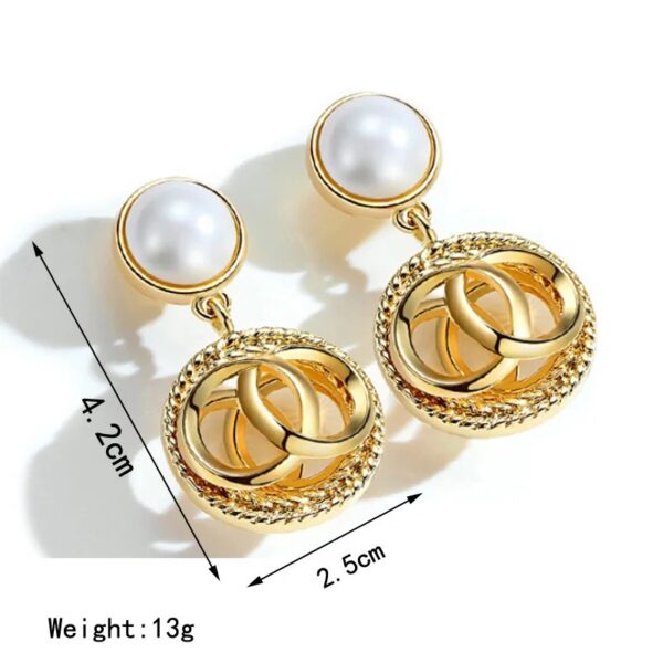 pearl stud with circular drop earring  european style earrings for women - Image 8
