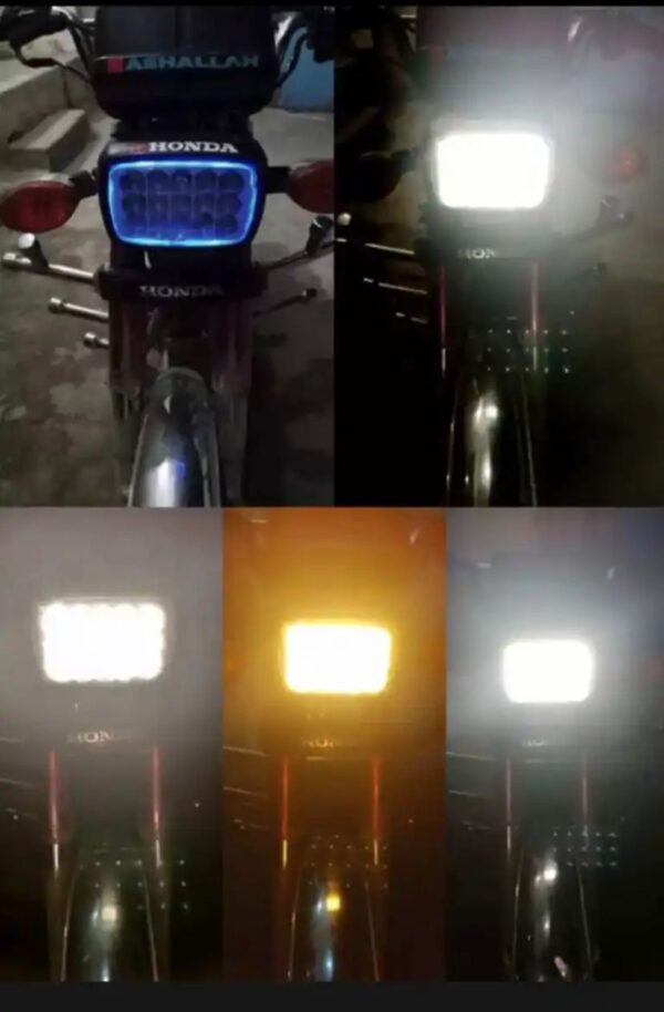 5 function led headlight 15 led white and fog light  high beam 15 led fog bike headlight for 70 & 125/all functions led light - Image 5