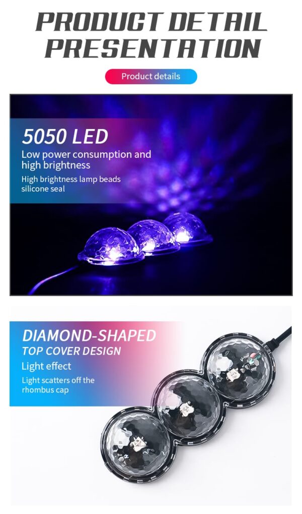 car led foot light ambient atmosphere light 4 in 1 rgb sound remote decorative light interior lighting ambient light cigarette bluetooth and remote operated - Image 15