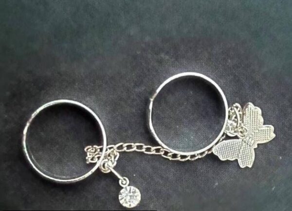 2 finger silver butterfly rings | trendy butterfly pair rings set | silver plated stainless steel | adjustable size - Image 4