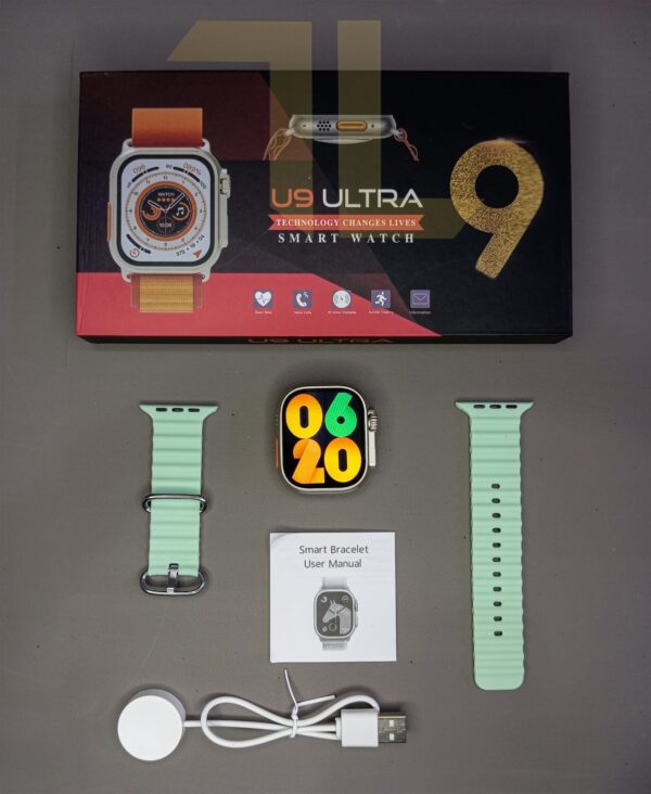 new u9 ultra smart watch | bluetooth, touch | wireless charge (random colors) - Image 3