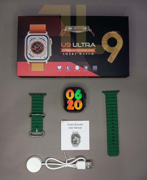 new u9 ultra smart watch | bluetooth, touch | wireless charge (random colors) - Image 5