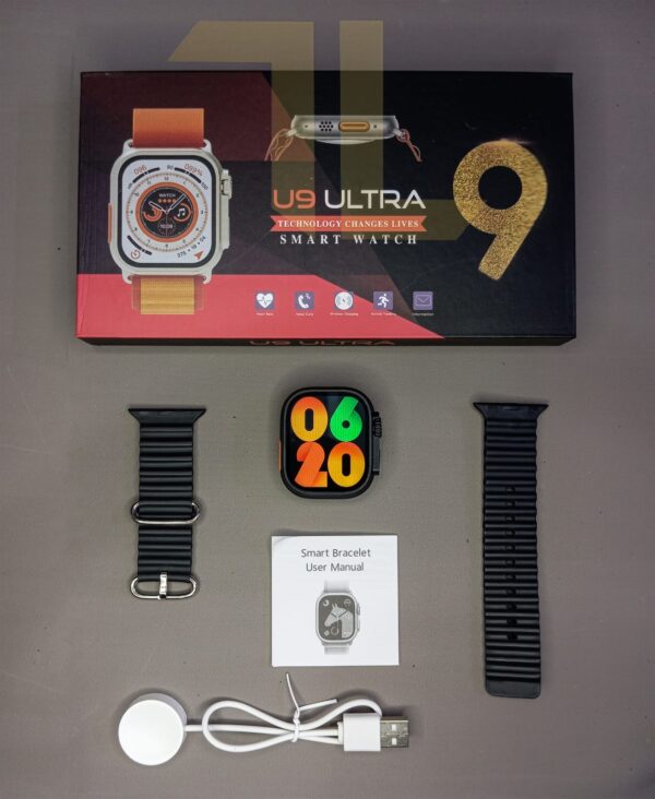 new u9 ultra smart watch | bluetooth, touch | wireless charge (random colors) - Image 6