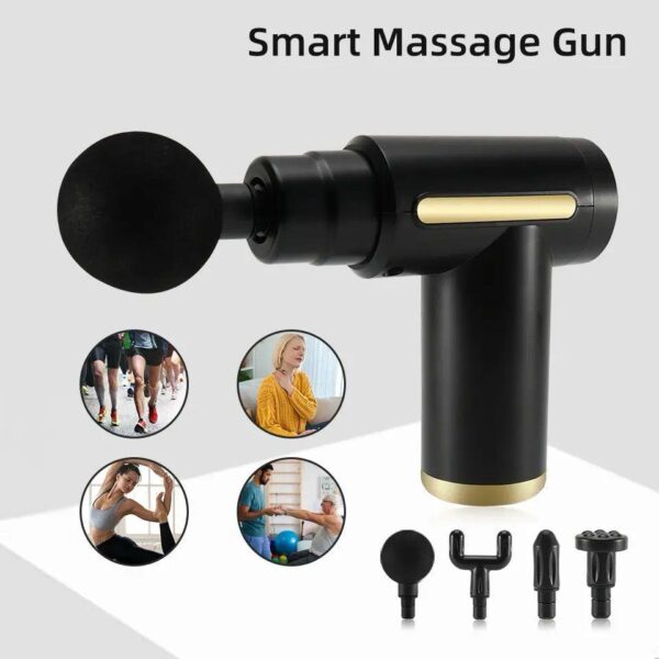 massage gun deep tissue, handheld muscle massager with 4 massage heads, super quiet massage gun for muscle pain relief relax recovery