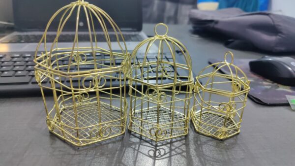 metallic bird cages for home decor and gift (pack of 3) - Image 2