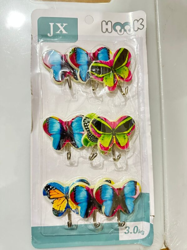 9pcs adhesive wall stick hook in butterfly style (multi color )