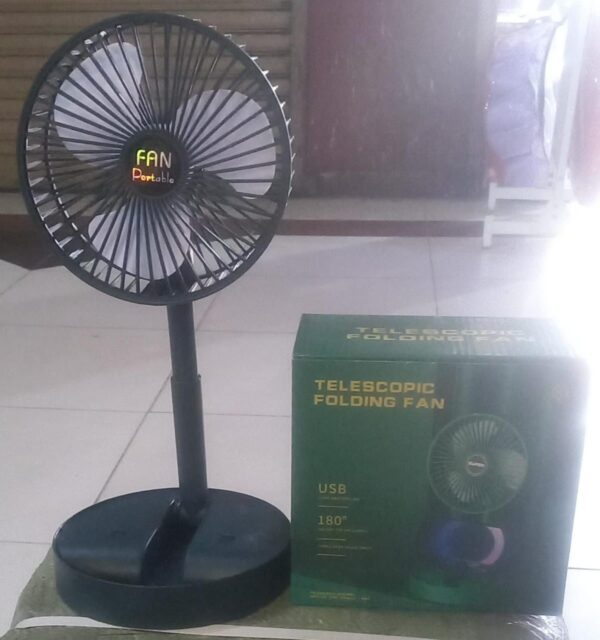 portable rechargeable telescopic folding fan | usb foldable | table desk fan | telescopic design floor | 3 speeds rechargeable, foldable, adjustable height fan(random color ) - Image 12