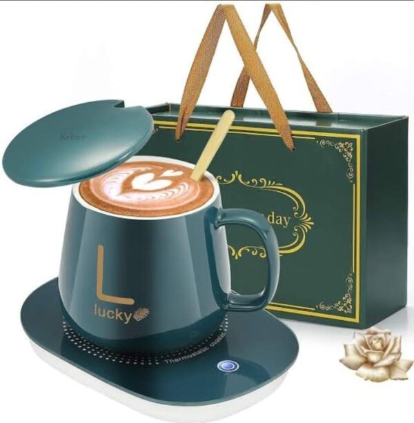 usb electric heated coffee mug with temperature controlled pad for home office milk tea water heating pad (random color)
