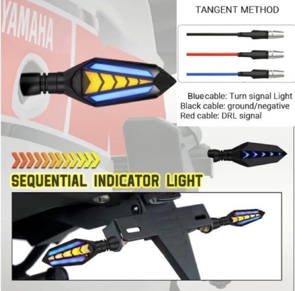 bike indicator slide arrow running style with lava drl red - yellow 2 pcs set - Image 4