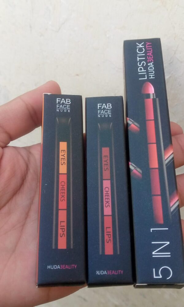 2 in 1 combo  huda  beauty  professional  eyes cheeks lips (lipsticks) - Image 4