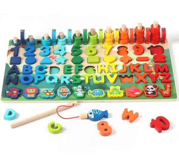 6 in1 wooden educational puzzle & sorting board toy for kids - Image 4