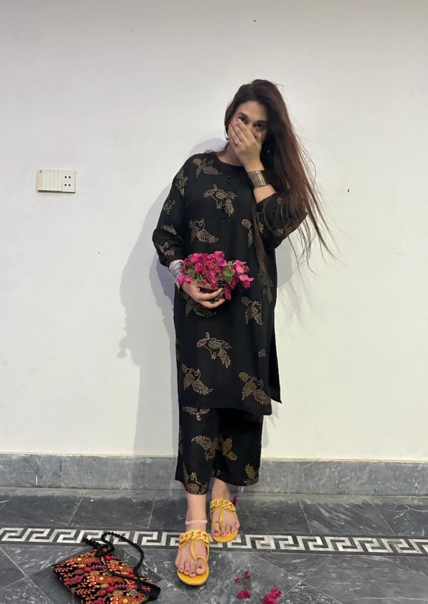 2 pcs   sparrow print stitched suit linen casual wear for women - Image 11