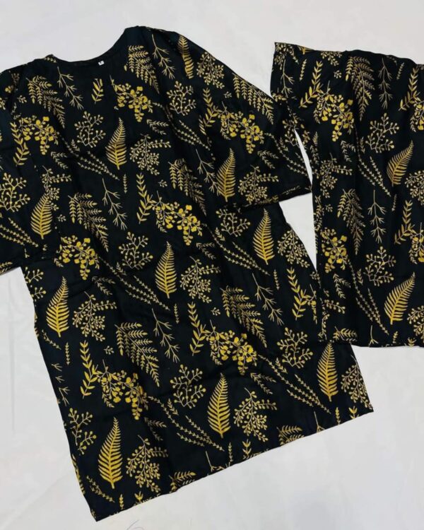 2 pcs women’s stitched petal print  linen  casual wear for women - Image 10
