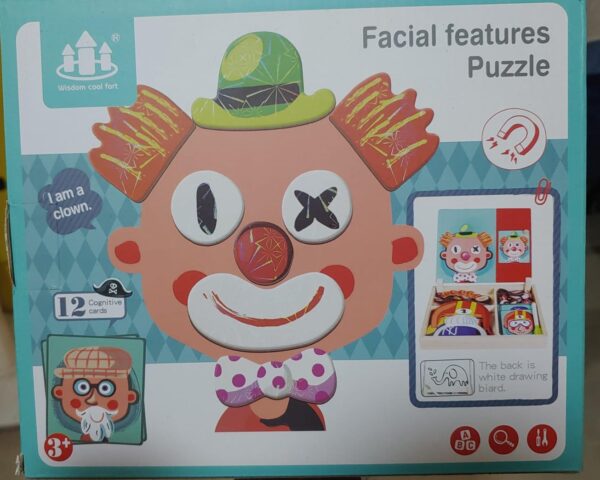2in1 crazy face clown magnetic drawing board  | magnetic facial features magnetic jigsaw puzzle changing wooden children's toys learning toy for children - Image 2
