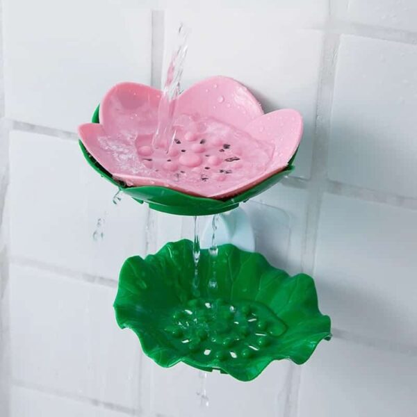 double wall hanging drain soap box multifunctional lotus flower shaped soap holder bathroom rack household non-slip storage hook (random colors)