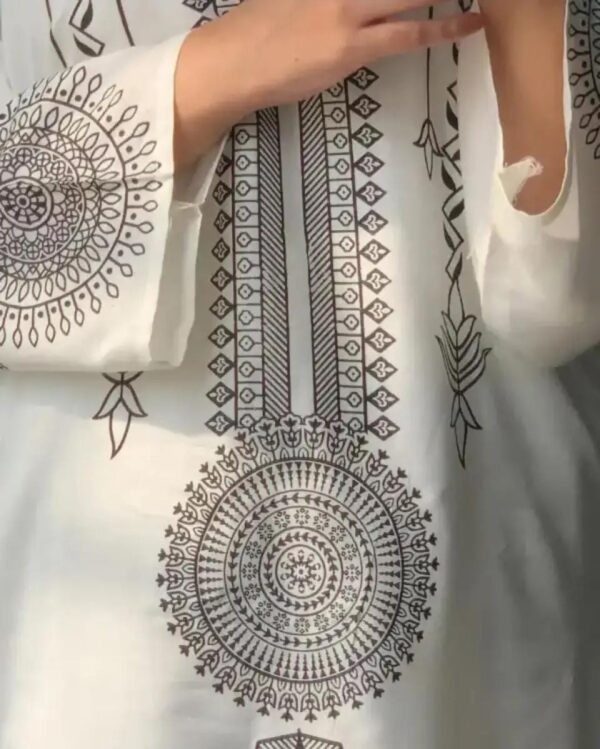 2 pcs women’s stitched saphire print  linen  casual wear for women - Image 5