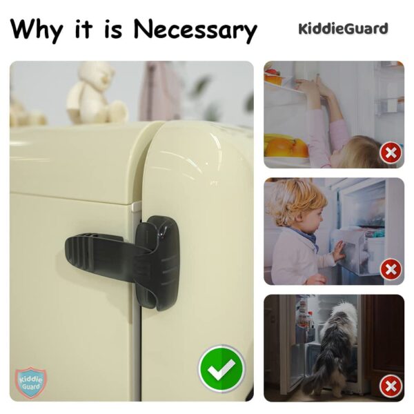 black transparent refrigerator lock | child safety fridge lock | baby safety refrigerator freezer door lock, toddler kid safety latch catch lock, no tools need or drill - Image 4