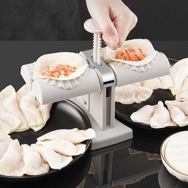 dumpling and samosa maker double header, automatic and quick in operation, suitable for samosa with box packing