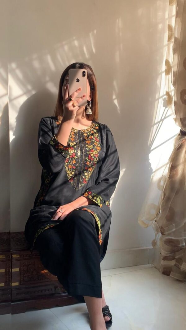 2 pcs stitched suit  pocket sequence embroidery - Image 6
