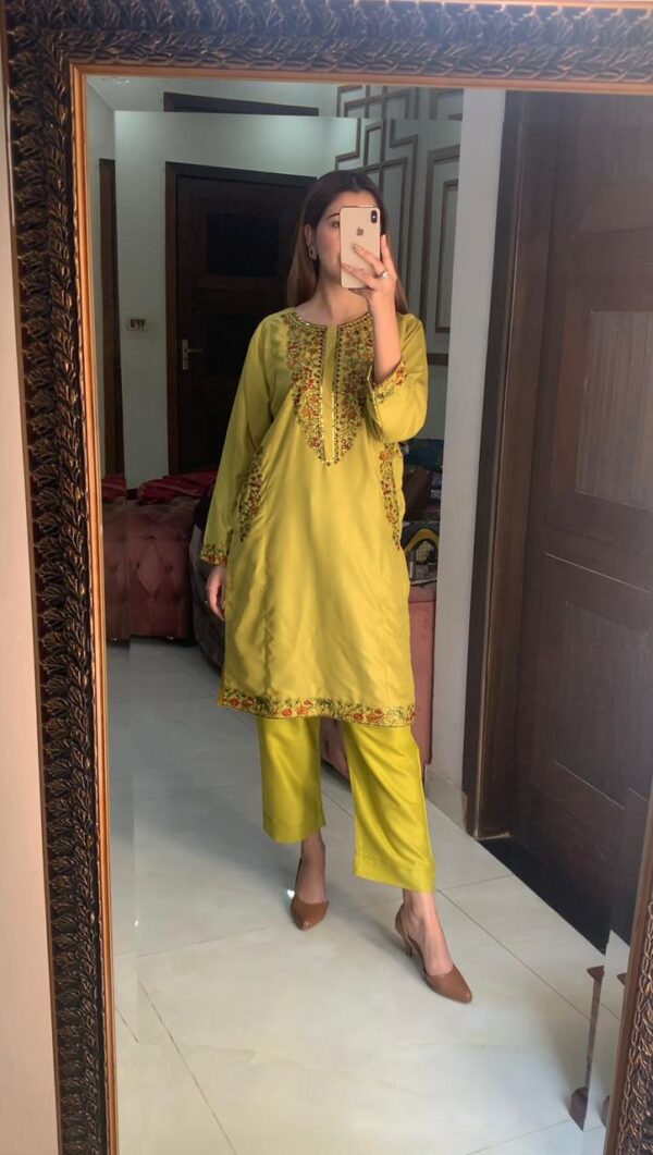 2 pcs stitched suit  pocket sequence embroidery - Image 12