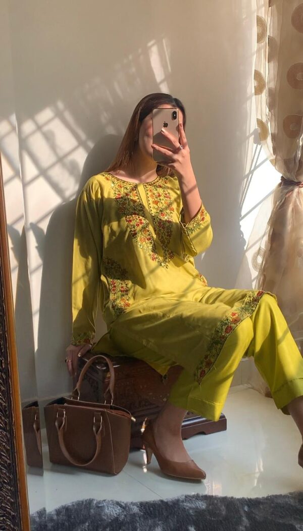 2 pcs stitched suit  pocket sequence embroidery - Image 13