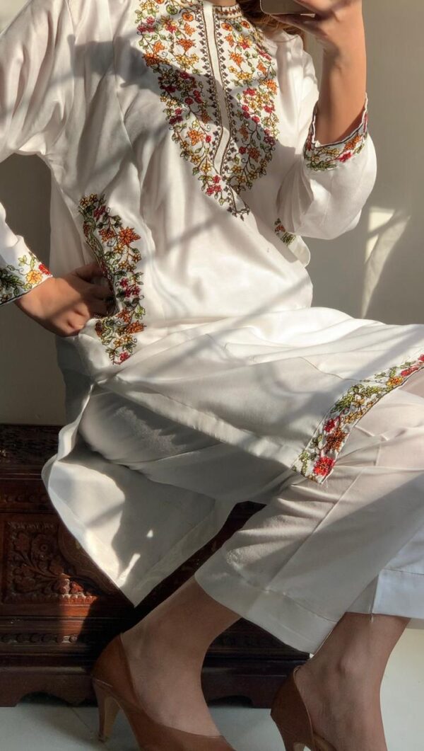 2 pcs stitched suit  pocket sequence embroidery - Image 17