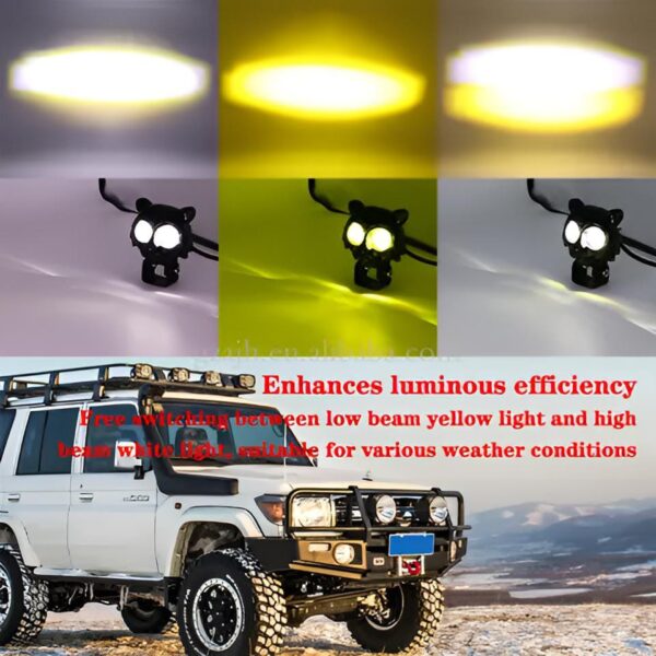 pack of 1 owl fog light for bikes metal body  - 8 working modes led motorcycle fog headlights with multicolor drl, universal fitment, and auxiliary spotlights - Image 6