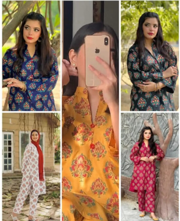 leaf print 2pc dress stuff: linen  print for girls