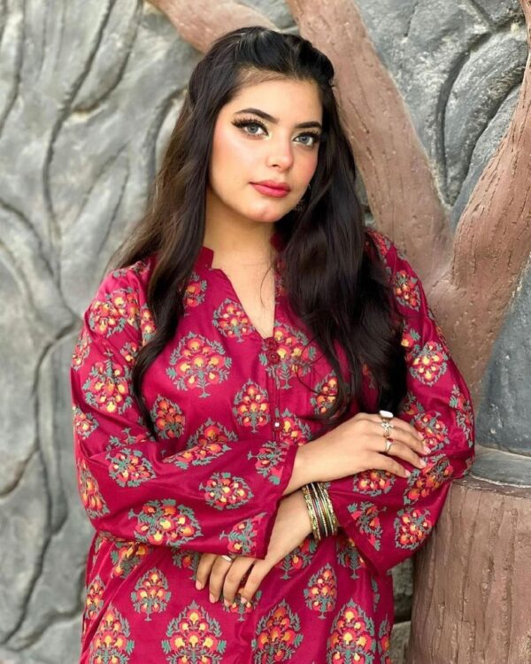 leaf print 2pc dress stuff: linen  print for girls - Image 11