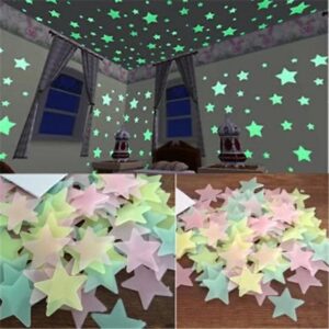 pack of 100 -  multicolor 3d glowing star night dark room decor