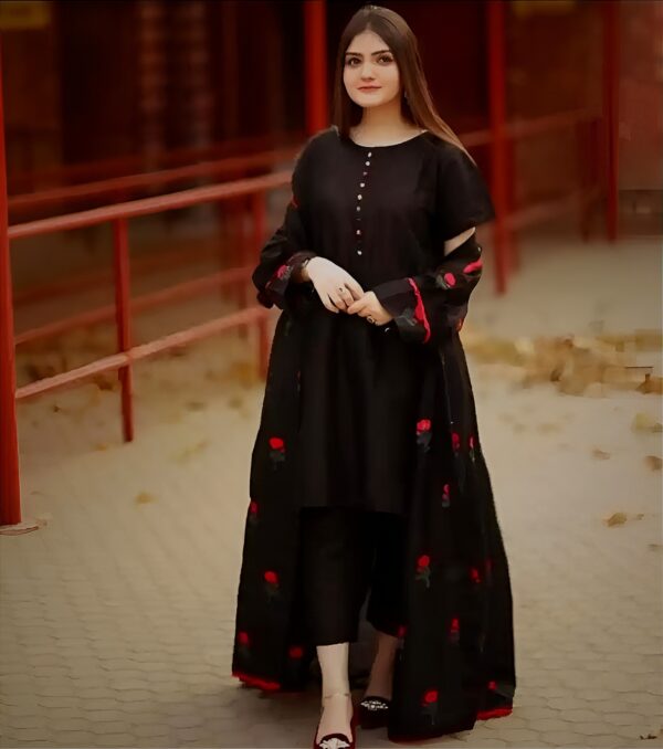3pc embroidered gown  kataan silk for girls - Image 2