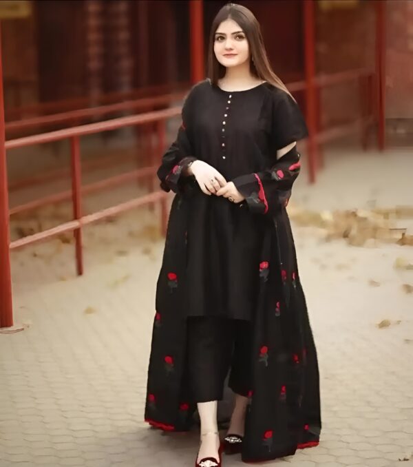 3pc embroidered gown  kataan silk for girls