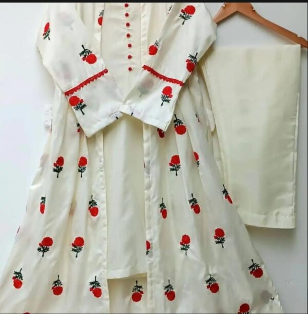 3pc embroidered gown  kataan silk for girls - Image 7