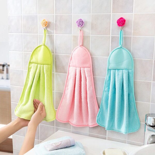 microfiber hanging kitchen towel | kitchen rags fresh hand towels absorbent cleaning cloths household dishcloths and kitchen supplies (pink)