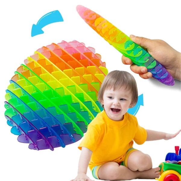 rainbow colors worm fidget toy sensory stress anxiety relief toys for adults and children - Image 3