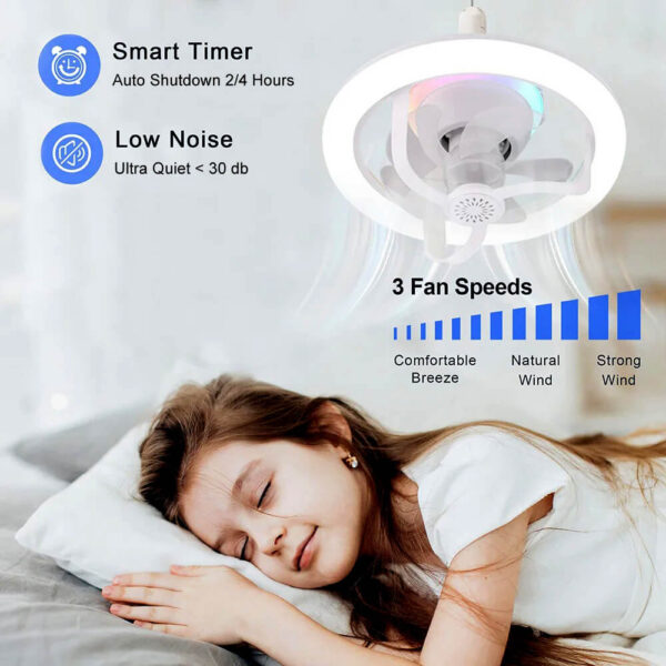 360° rotating socket ceiling fan with light and remote - Image 11