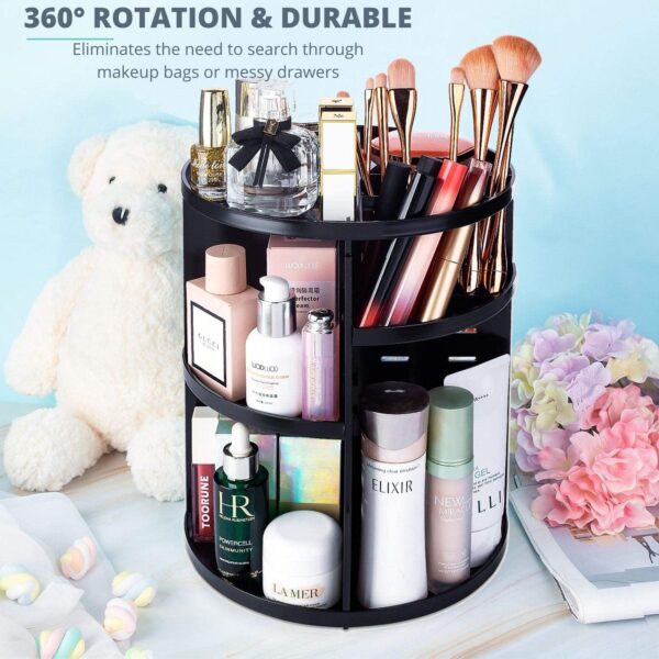 360 degree rotating cosmetic organizer (black )