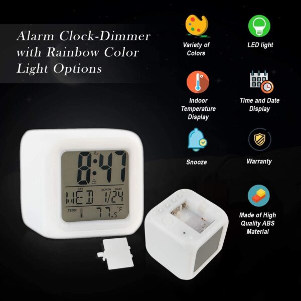 creative alarm clock sublimation led digital clock 7 color changing light night glowing kids desk clock - Image 9