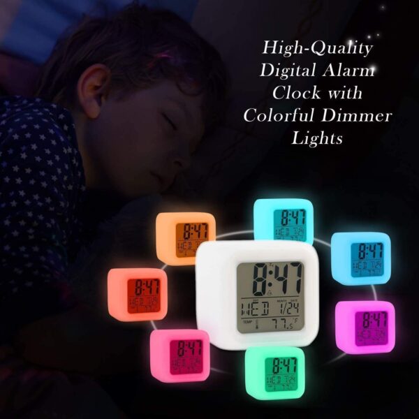 creative alarm clock sublimation led digital clock 7 color changing light night glowing kids desk clock - Image 11