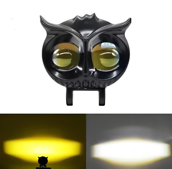 owl shape fog yellow-white & flash light low & high beam owl plastic body spot light for all cars and bikes 9v-60v 40w - Image 3