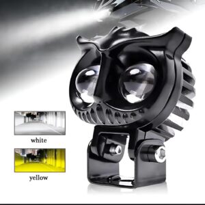 owl shape fog yellow-white & flash light low & high beam owl plastic body spot light for all cars and bikes 9v-60v 40w