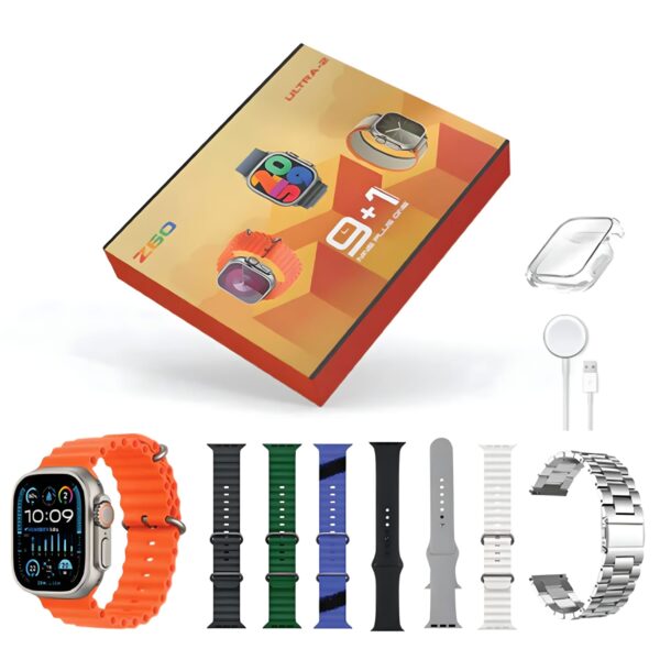 9+1 z60 ultra-2 big ips display 49mm 8+silicone case strap bt calling smartwatch always on display with ofitpro app silver
