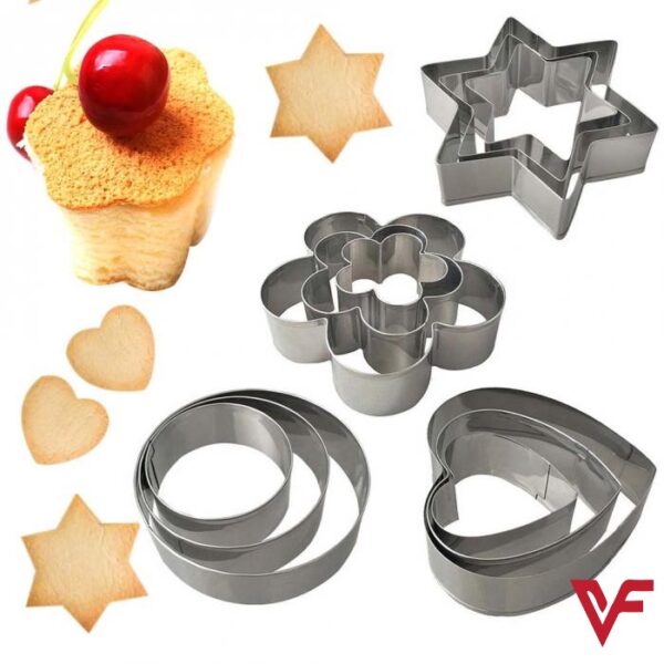 12 pcs, stainless steel cookie cutter, diy, cookie cutter, star, heart, cutter, baking dish, new cake tool, fried egg, shaper, kitchen mold tool
