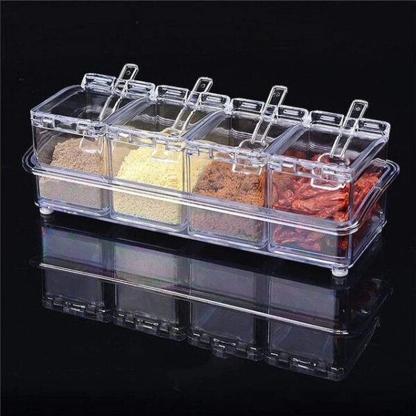 4 in1 clear seasoning box crystal seasoning storage container with spoon clear seasoning rack spice pots for pepper spice - Image 5