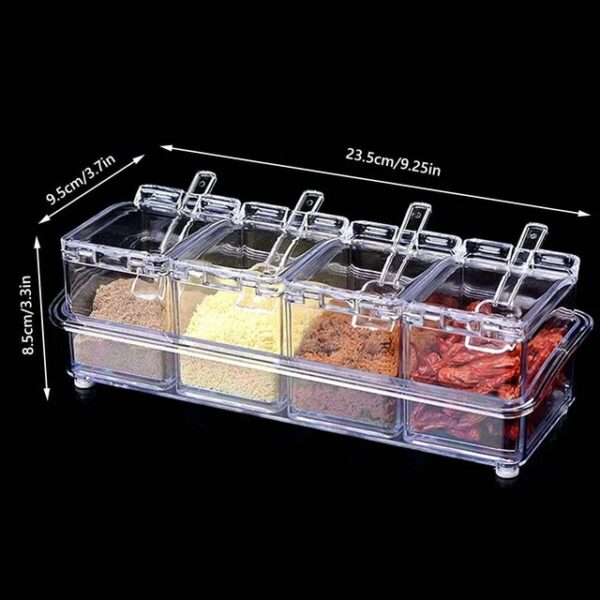 4 in1 clear seasoning box crystal seasoning storage container with spoon clear seasoning rack spice pots for pepper spice - Image 6