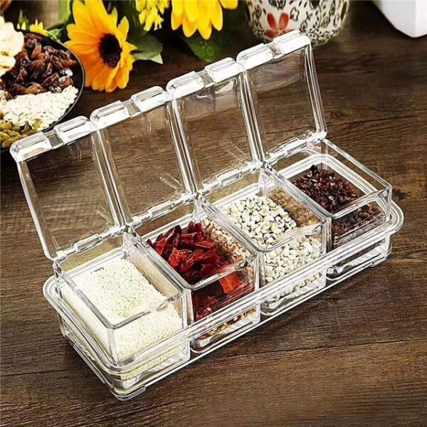 4 in1 clear seasoning box crystal seasoning storage container with spoon clear seasoning rack spice pots for pepper spice - Image 4