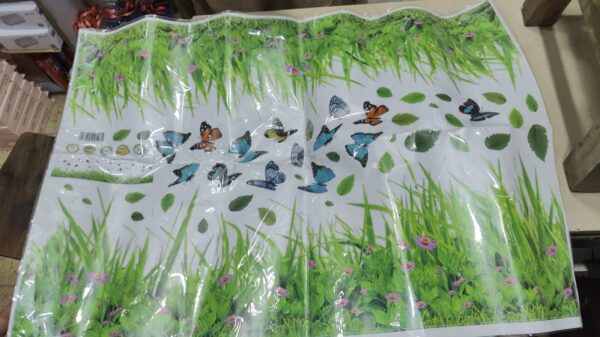 green grass flower wall stickers for kids room kindergarten butterfly leaves home decor waterproof mural self-adhesive (random design) - Image 5