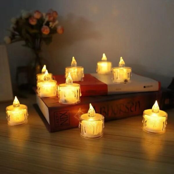 pack of 12 warm white flameless led tealight candle decorative battery operated tea lights - Image 7