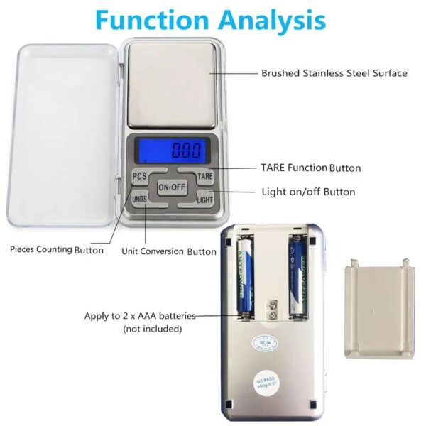 mini electronic scales high precision pocket digital scale for gold sterling jewelry balance gram for kitchen scale 500gx0.1g - Image 7