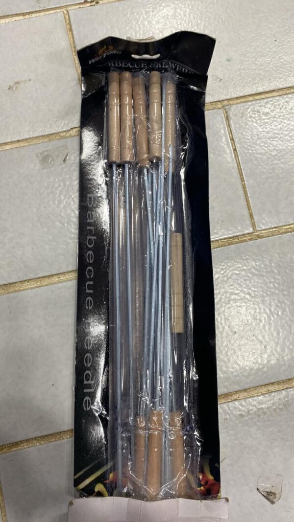 barbecue skewers set - stainless steel wood handle kabab stick bbq kabob sticks pack of 10 - Image 2